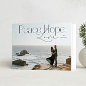 "Peace Hope Love" - Holiday Cards in Coal by Rebecca Durflinger - Folded Card