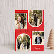 "Joy Collage" - Holiday Cards in Cherry by Elly - Front