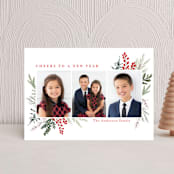 "Happy Holidays" - Holiday Cards in Crimson by Susan Moyal - Front