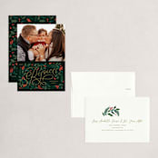 "Rejoice Pines" - Holiday Cards in Peach by Kristen Smith - Assembled
