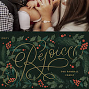 "Rejoice Pines" - Holiday Cards in Peach by Kristen Smith - Detail