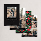 "Leafy Berries" - Holiday Cards in Charcoal by Alethea and Ruth - Back of Card Options