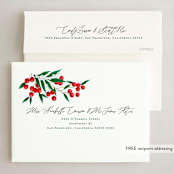 "Leafy Berries" - Holiday Cards in Charcoal by Alethea and Ruth - FREE Recipient Addressing