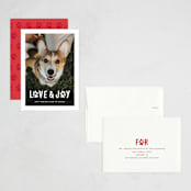 "Puppy Love and Joy" - Holiday Cards in Snow by Hooray Creative - Assembled