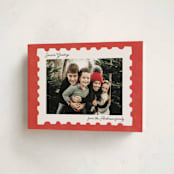 "Risograph Stamp" - Holiday Cards in Cherry by Sabrina Excene - Folded Card