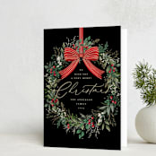 "Festive Holiday" - Holiday Cards in Holly Berry by Susan Moyal - Folded Card