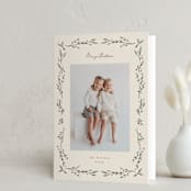"Leafy Border" - Holiday Cards in Vanilla by Emily Sabol Goss - Folded Card