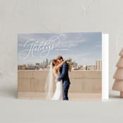 "Angled Script" - Holiday Cards in Snow by Hooray Creative - Folded Card