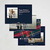 "Plaid Framed" - Holiday Cards in Navy by Lea Delaveris - Back of Card Options