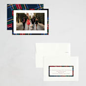 "Plaid Framed" - Holiday Cards in Navy by Lea Delaveris - Assembled