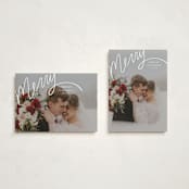 "Merry Hand Lettered Script" - Holiday Cards in Wedding Cake by Becky Nimoy - Photo Orientation Options