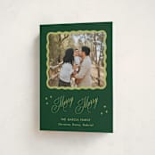 "Squiggle and Stars" - Holiday Cards in Forest by Lauren Jopling - Folded Card
