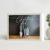 "Classic Script" - Holiday Cards in Cream by Nicole Walsh - Folded Card