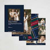 "Plaid Framed" - Holiday Cards in Navy by Lea Delaveris - Back of Card Options