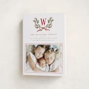 "Holly Monogram" - Holiday Cards in Holly Berry by Wildfield Paper Co - Folded Card