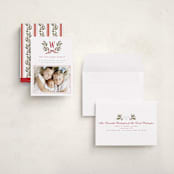 "Holly Monogram" - Holiday Cards in Holly Berry by Wildfield Paper Co - Assembled