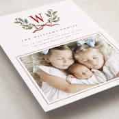 "Holly Monogram" - Holiday Cards in Holly Berry by Wildfield Paper Co - Detail