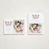 "Holly Monogram" - Holiday Cards in Holly Berry by Wildfield Paper Co - Photo Orientation Options