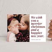 "Merrier Days Ahead" - Holiday Cards in Cherry by Playground Prints - Front