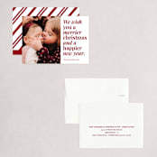 "Merrier Days Ahead" - Holiday Cards in Cherry by Playground Prints - Assembled