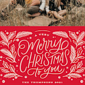 "Very Merry Christmas To You" - Holiday Cards in Cranberry by Kristen Smith - Detail