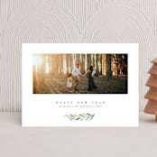 "Clean Laurel Wishes" - Holiday Cards in Slate by The Carillos - Front