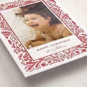 "Folk Art" - Letterpress Holiday Photo Mount Cards in Scarlet by Mansi Verma - Premium Photo Paper Mounted on Card