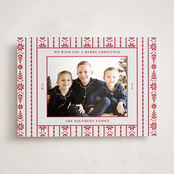 "Scandi Ribbon" - Letterpress Holiday Photo Mount Cards in Scarlet by Erin German - Front