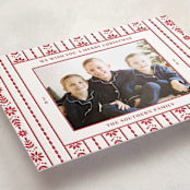 "Scandi Ribbon" - Letterpress Holiday Photo Mount Cards in Scarlet by Erin German - Premium Photo Paper Mounted on Card