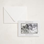 "Cinema" - Letterpress Holiday Photo Mount Cards in Soft Black by Pati Cascino - Card with Envelope