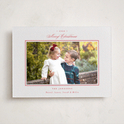 "Festive Classic" - Letterpress Holiday Photo Mount Cards in Scarlet by Emily Betts - Front