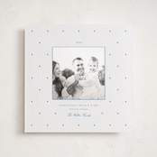 "Swiss Dot" - Letterpress Holiday Photo Mount Cards in Sky Blue by Blustery August - Front