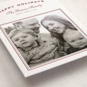 "Summer Story" - Letterpress Holiday Photo Mount Cards in Scarlet by Wildfield Paper Co - Premium Photo Paper Mounted on Card