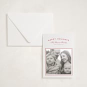 "Summer Story" - Letterpress Holiday Photo Mount Cards in Scarlet by Wildfield Paper Co - Card with Envelope
