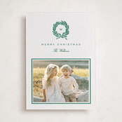 "Bristol" - Letterpress Holiday Photo Mount Cards in Cucumber by Amy Kross - Front