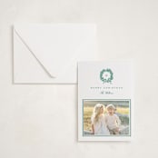 "Bristol" - Letterpress Holiday Photo Mount Cards in Cucumber by Amy Kross - Card with Envelope