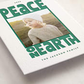 "Peace On Earth" - Letterpress Holiday Photo Mount Cards in Cucumber by Leah Bisch - Premium Photo Paper Mounted on Card