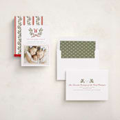 "Holly Monogram" - Holiday Photo Mount Cards in Holly Berry by Wildfield Paper Co - Assembled