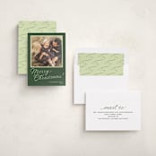 "cotillion" - Holiday Photo Mount Cards in Evergreen by Megan Davis - Assembled