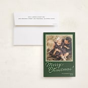 "cotillion" - Holiday Photo Mount Cards in Evergreen by Megan Davis - Card with Envelope