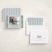 "evergreen garlands" - Holiday Photo Mount Cards in Winter Sky by Rebecca Durflinger - Assembled