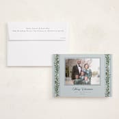 "evergreen garlands" - Holiday Photo Mount Cards in Winter Sky by Rebecca Durflinger - Card with Envelope