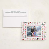 "Festive icons" - Holiday Photo Mount Cards in Leaf by Sarah Knight - Card with Envelope
