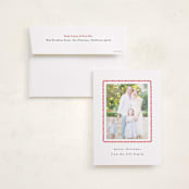 "hand drawn scallop" - Holiday Photo Mount Cards in Berry by Sara Hicks Malone - Card with Envelope