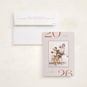 "On the Edge" - Holiday Photo Mount Cards in Cranberry by Michelle Taylor - Card with Envelope