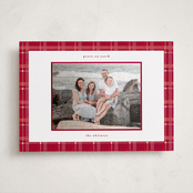 "Plaid Peace" - Holiday Photo Mount Cards in Stocking by Makewells - Front