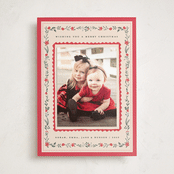 "Festive Embroidery" - Holiday Photo Mount Cards in Peppermint by Teju Reval - Front
