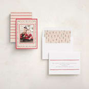 "Festive Embroidery" - Holiday Photo Mount Cards in Peppermint by Teju Reval - Assembled