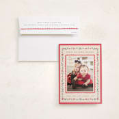 "Festive Embroidery" - Holiday Photo Mount Cards in Peppermint by Teju Reval - Card with Envelope