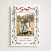 "Laurel Wreath" - Holiday Photo Mount Cards in Holly Berry by Wildfield Paper Co - Front